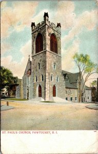 Vtg Pawtucket Rhode Island RI St Pauls Church 1908 Postcard