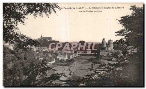 Old Postcard Fougeres Chateau and I Church St Leonard view of the Lion Rock