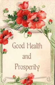 Vintage Postcard Good Health And Prosperity All Good Wishes Remembrance Card