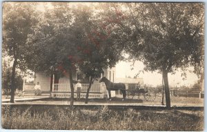 c1907 Hudson, SD Lovely Family @ Farmhouse RPPC House Horse Cart Hammock PC A167