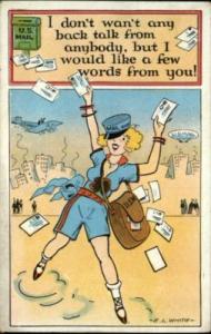 EL WHITE Postal Worker Pretty Mailwoman c1910 PC