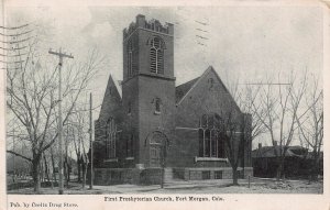 FORT FT MORGAN COLORADO~FIRST PRESBYTERIAN CHURCH~1908 POSTCARD