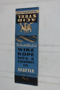 Acid Steel Wire Rope Mfg. & Equipment Co. Seattle WA 20 Strike Matchbook Cover
