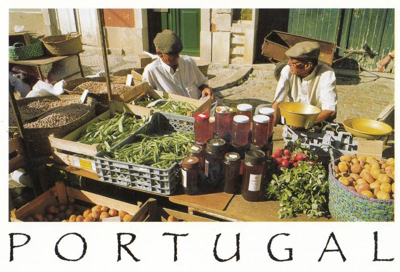 Portugal Jam Jar Seller Grocer Market Postcard