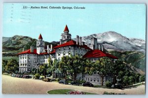 1945 Antlers Hotel & Restaurant Building Cars Colorado Springs Colorado Postcard