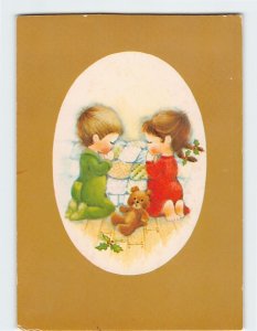 Postcard Christmas Greeting Card with Message and Children Christmas Art Print