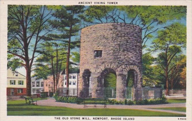 Rhode Island Newport Old Stone Mill Ancient Viking Tower 1946