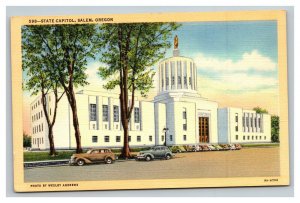 Vintage Curteich Linen Postcard State Capitol Salem Oregon UNPOSTED