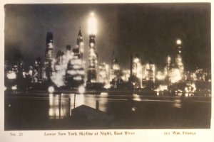 Lower New York Sky Line at Night East River contrite Wm Frange #21