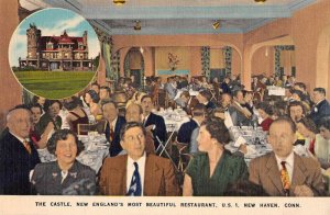 New Haven Connecticut The Castle Restaurant Dining Room Vintage Postcard AA41309