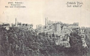 GERMANY PFALZ BURGRUINE ALT und GRAFENDAHN~FROLICH PFALZ GOTT ERHALTS~ POSTCARD