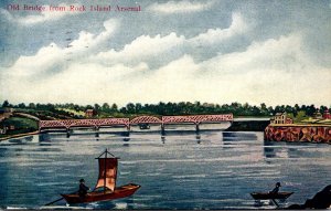Illinois Old Bridge From Rock Island Arsenal 1910