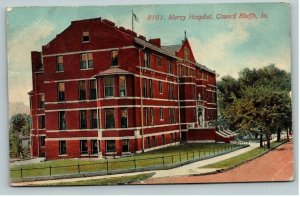 Vintage 1910's Colorized Postcard Mercy Hospital Building Council Bluffs Iowa