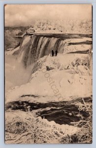 K10/ Niagara Falls New York RPPC Postcard c1910s Winter Ice Falls People  477