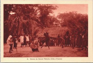 Ivory Coast Danse du Grand Fétiche Natives Côte d’Ivoire Vintage Postcard 03.83