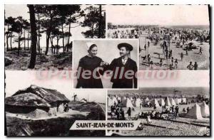 Postcard Old St Jean de Monts forest Beach bourine