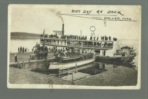 Walker MINNESOTA RP c1910 STEAMBOAT NORTHLAND Steamer Dock Pier LEECH LAKE