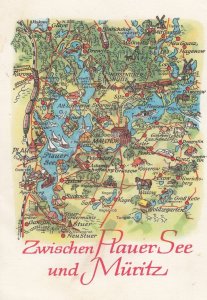 Zwischen Plauer See Und Muritz Neuster Hagenow German Karte Map Postcard