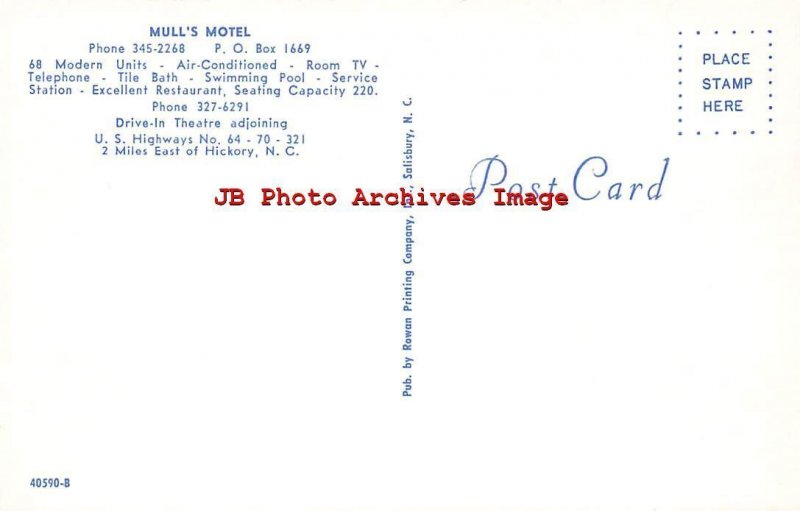 NC, Hickory, North Carolina, Mull's Motel, Multi-View, Dexter Press No 40590-B