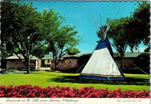 Lawton, OK Oklahoma  FORT SILL  Barracks & Teepee  MILITARY/ARMY  4X6 Postcard