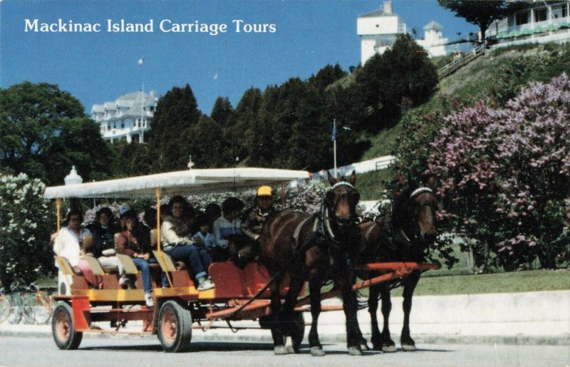 Postcard Mackinac Island Carriage Tours Michigan 