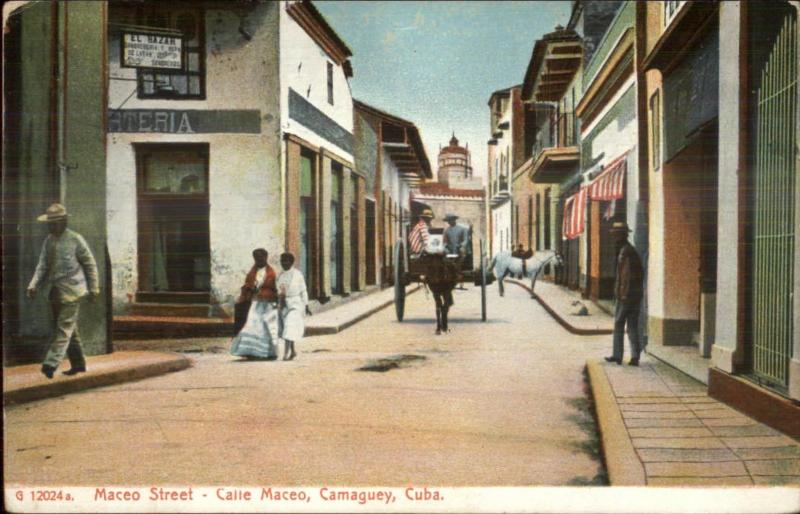 Camaguey Cuba Maceo Street c1900 Postcard