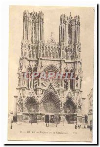 Reims Old Postcard Facade of the cathedral