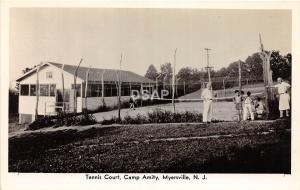 B53/ Myersville New Jersey NJ Photo RPPC Postcard c1940 Tennis Court Camp Amity