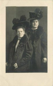 Big Hats Women Interior C-1910 RPPC Photo Postcard 20-13279