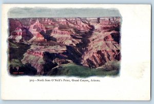 Grand Canyon Arizona AZ Postcard North From O'Neill's Point Scene c1905s Antique