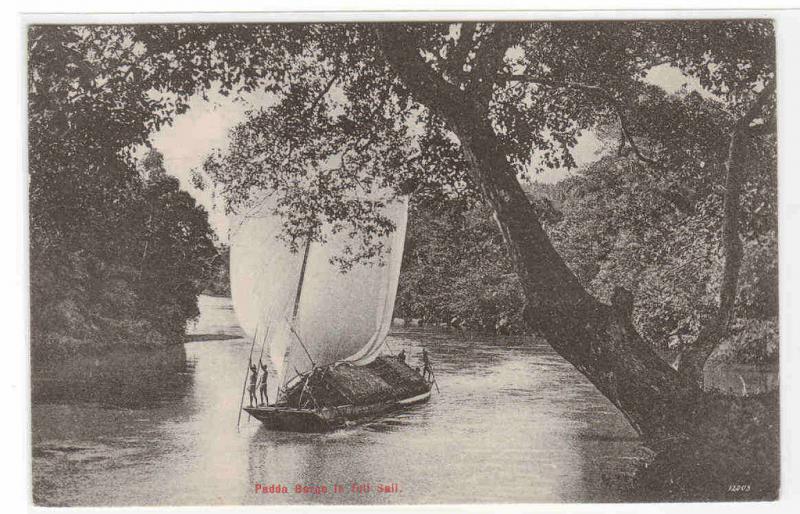 Padda Barge on River Ceylon Sri Lanka 1910s postcard