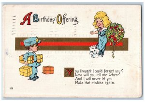 1916 Birthday Offering Flowers And Gifts Utica New York NY Antique Postcard 