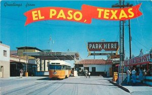 Texas El Paso 1950s Trolley Bridge Juarez Petley #39514 Postcard 22-7025