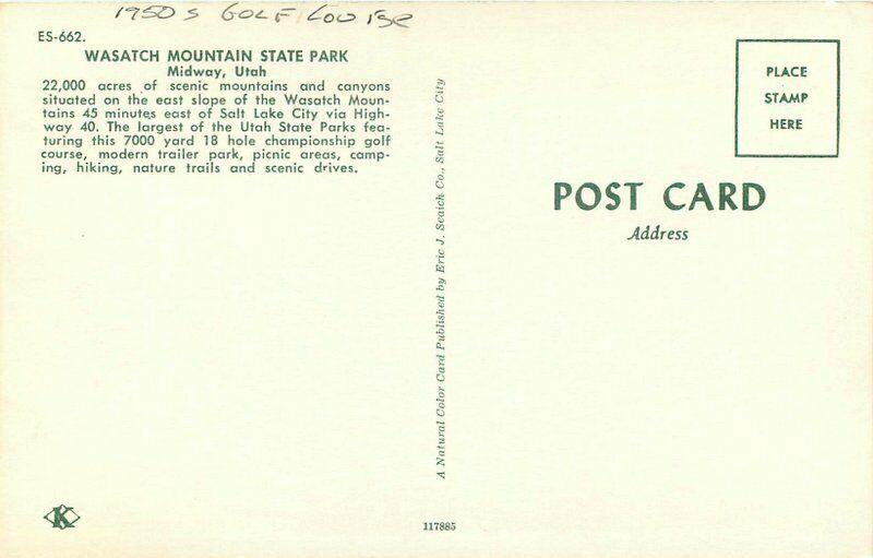 Golf Course Wasatch Mountain State Park Midway Utah 1950s Postcard 3506