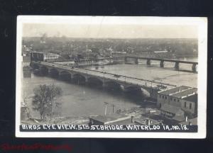 RPPC WATERLOO IOWA BIRDSEYE VIEW 5th STREET BRIDGE OLD REAL PHOTO POSTCARD