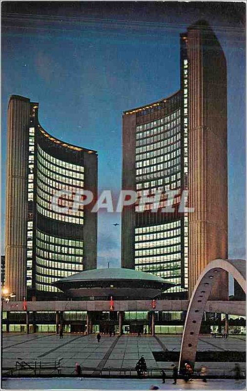 Modern Postcard Toronto Ontario Canada The New City Hall Illuminated