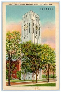 1939 Baird Carillon Burton Memorial Tower Exterior Ann Arbor Michigan Postcard