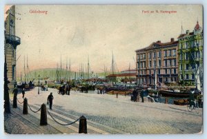 Gothenburg Sweden Postcard View of N. Hamngatan Street 1907 Posted Antique
