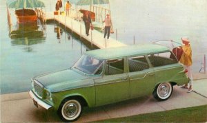 1960s Studebaker Auto Dealer advertising 4 door station Wagon Postcard 22-4766