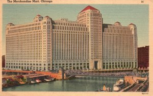 Vintage Postcard Merchandise Mart Largest Building Chicago Illinois IL Chas Levy