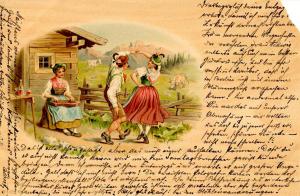 Germany - Dancing Couple  *Artist: ?***Excessive writing on front***