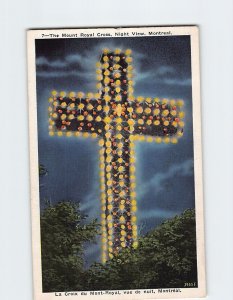 Postcard The Mount Royal Cross Night View Montreal Canada