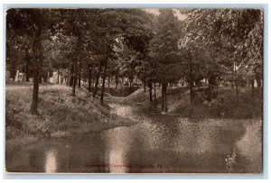 1907 Springhill Cemetery River Lake Danville Illinois Vintage Antique Postcard