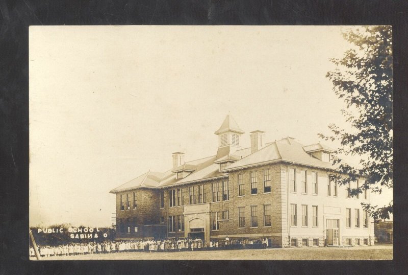 RPPC SABINA OHIO PUBLIC SCHOOL BUILDING OA THOMAS VINTAGE REAL PHOTO POSTCARD