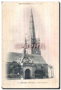 Old Postcard Carnac (Morbihan) Church and Bell Tower