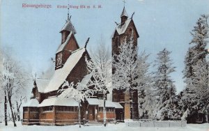 Poland  Karkonosze Mountains Riesenebirge Kirche Wang Church Snow postcard