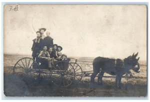 1907 Mule And Wagon Scene Field Alexander Iowa IA RPPC Photo Antique Postcard