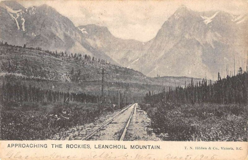 British Columbia Canada birds eye view Leanchoil Mountain antique pc ZC549256