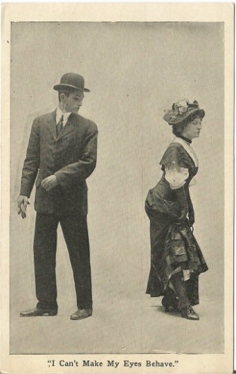 I can't make my eyes behave Naughty gentleman eyeing the leg of Victorian Woman
