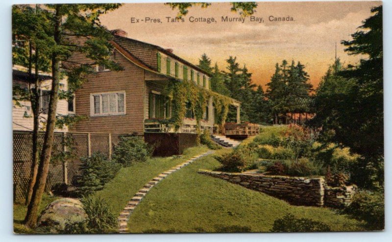 MURRAY BAY, Quebec Canada~ EX-PRESIDENT TAFT'S COTTAGE 1924 Handcolored Postcard